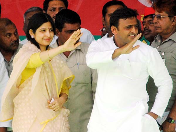 Akhilesh Yadav, with his wife Dimple Yadav, launched election campaign on his own