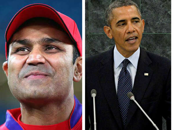 Virendra Sehwag wishes birthday to barck obama Virendra Sehwag wishes birthday to barck obama