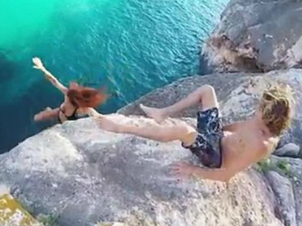 Man refuses to help girlfriend, lets her fall off cliff Man refuses to help girlfriend, lets her fall off cliff