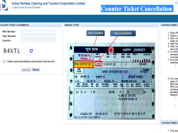 Counter ticket cancellation Counter ticket cancellation