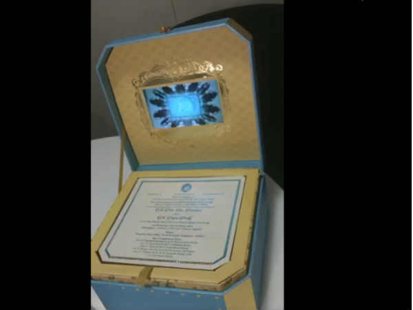 Gali Janardhan Reddy’s daughter’s wedding invitation comes in a box with auto-play LCD Gali Janardhan Reddy’s daughter’s wedding invitation comes in a box with auto-play LCD