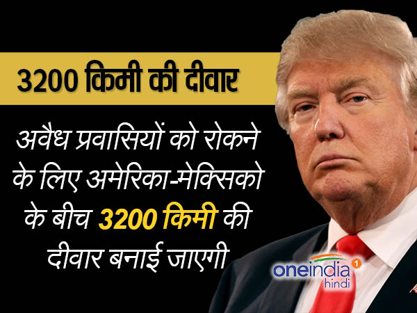 मैक्सिको सीमा पर बनेगी 3200 किमी लंबी दीवार