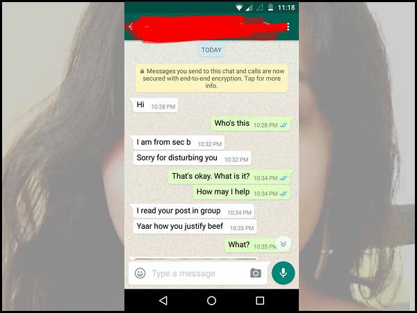 बीफ को लेकर शुरु हुआ चैट