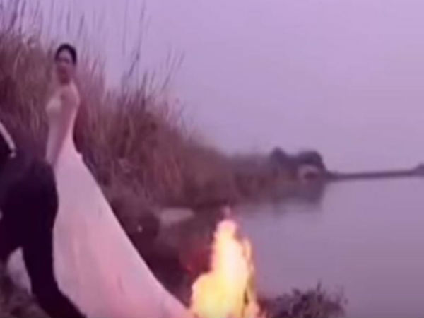 Woman lets photographer set her wedding dress on fire for ‘perfect’ photo Woman lets photographer set her wedding dress on fire for ‘perfect’ photo