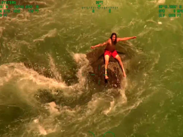 Video: Stranded swimmer rescued from dangerous river Video: Stranded swimmer rescued from dangerous river