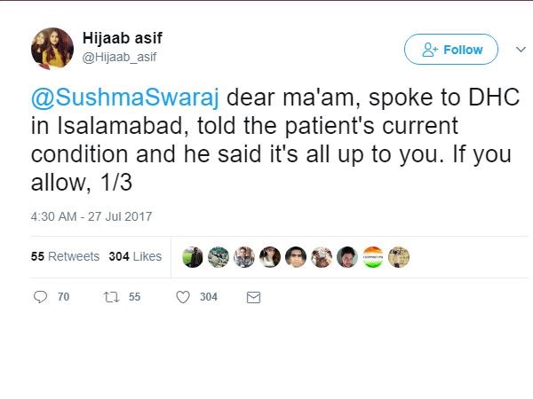 आसिफ ने किया सुषमा स्वराज को Tweet