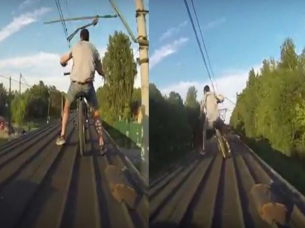 WATCH: Two cyclists hit off DAREDEVIL STUNT on a moving train WATCH: Two cyclists hit off DAREDEVIL STUNT on a moving train