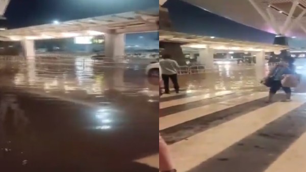 The whole airport is covered with water