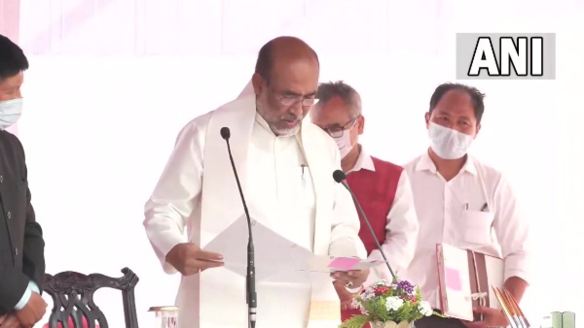 N Biren Singh takes oath as the Chief Minister of Manipur in Imphal N Biren Singh takes oath as the Chief Minister of Manipur in Imphal