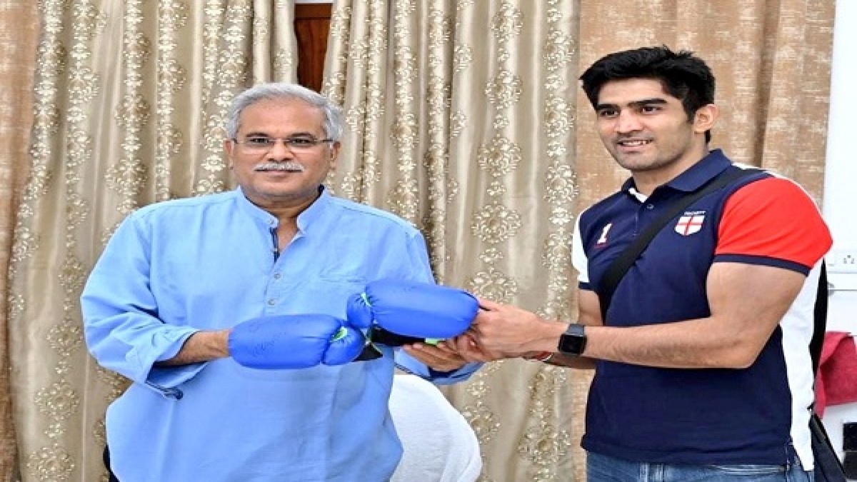 Bhupesh baghel with vijendra singh Bhupesh baghel with vijendra singh