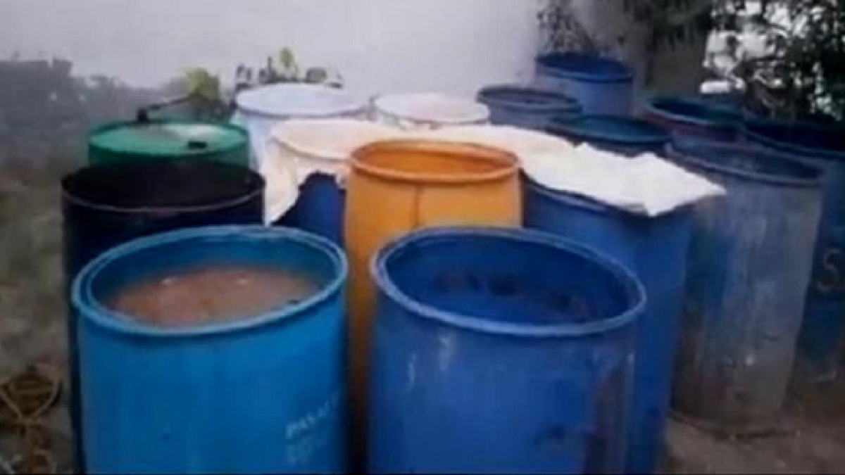 thousands liters of Lahan seized on the banks of river Sutlej in Punjab, destroyed by Excise Department thousands liters of Lahan seized on the banks of river Sutlej in Punjab, destroyed by Excise Department