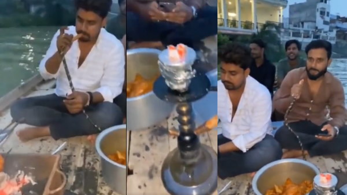 गंगा नदी में नाव पर चिकन और हुक्का पार्टी