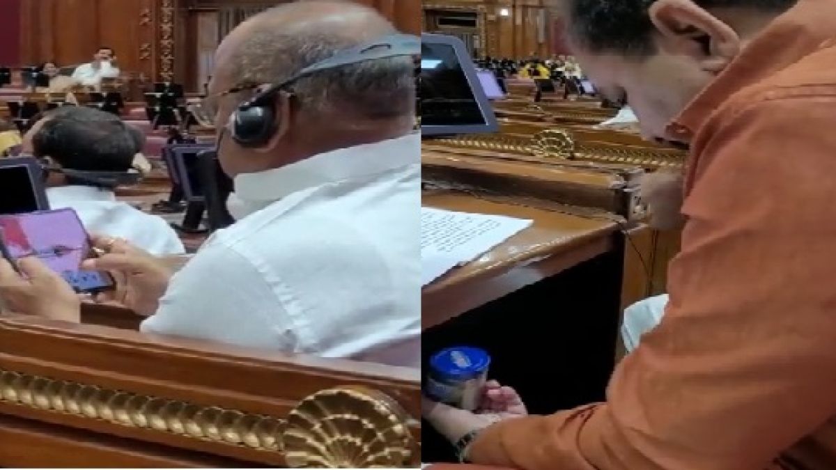 BJP MLA eating tobbacco BJP MLA eating tobbacco
