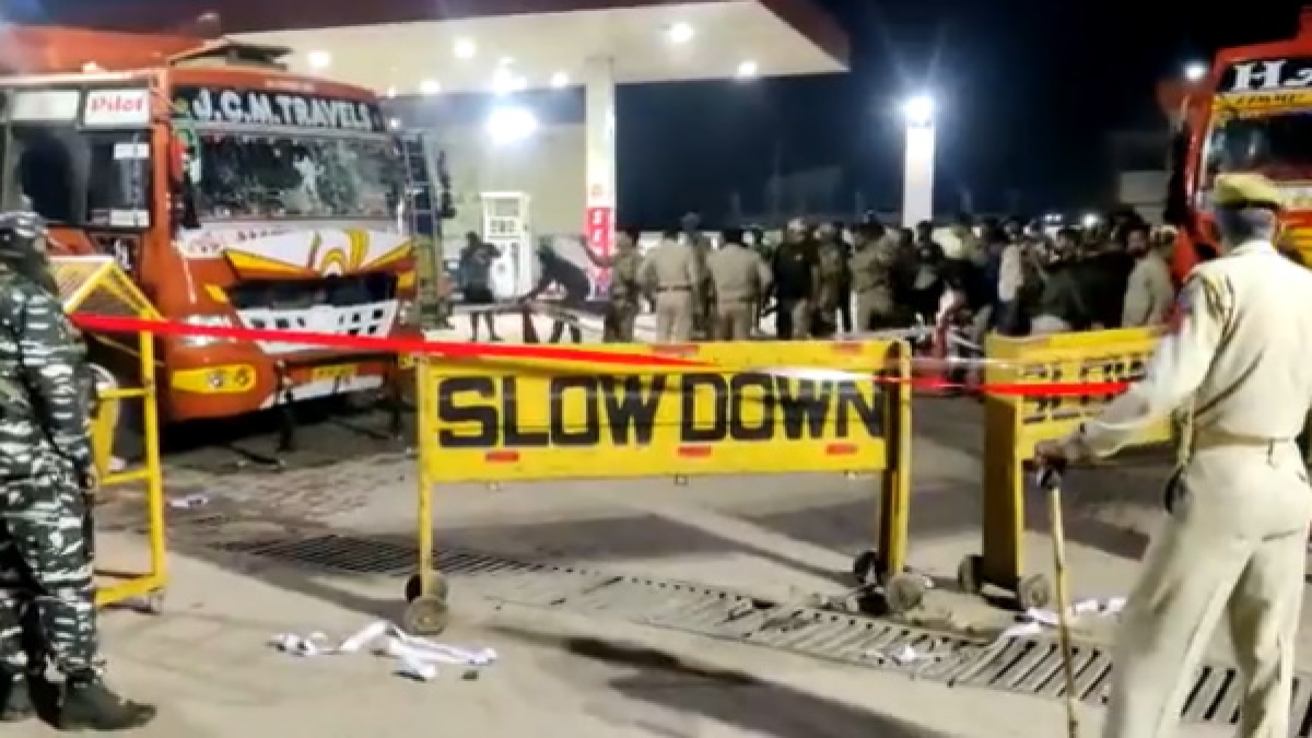 A blast occurred in an empty passenger bus parked near a petrol pump in Udhampur jammu kashmir A blast occurred in an empty passenger bus parked near a petrol pump in Udhampur jammu kashmir