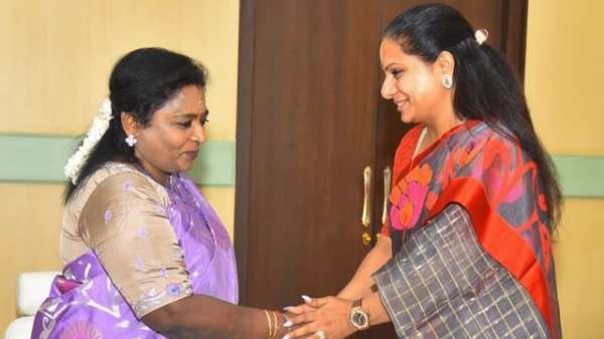 TRS MLC K Kavitha and Telangana Governor TRS MLC K Kavitha and Telangana Governor