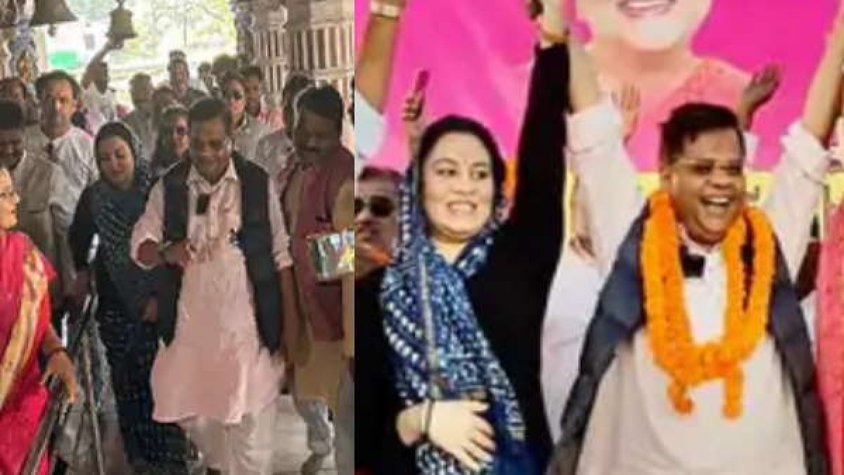 मल्हार से शुरू हुई पदयात्रा ,साथ दिखीं ऋचा जोगी