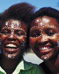 Three school girls with painted face Three school girls with painted face
