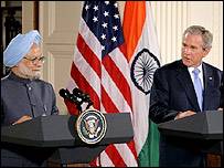 जुलाई 2005 में अमरीका और भारत के बीच असैन्य परमाणु समझौते पर सहमति बनी जुलाई 2005 में अमरीका और भारत के बीच असैन्य परमाणु समझौते पर सहमति बनी