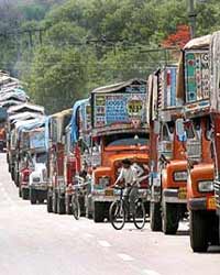 Trucks on highway Trucks on highway