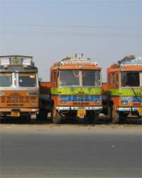 Trucks on highway Trucks on highway