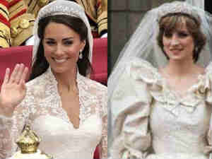 Kate Niddleton and Princess Diana on their wedding respectively Kate Niddleton and Princess Diana on their wedding respectively