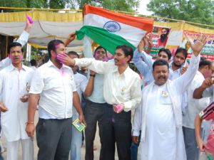 Haryana celebrates Anna Hazare's win Haryana celebrates Anna Hazare's win