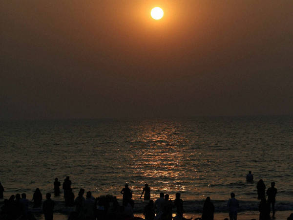 छठ पर्व पर सूर्यास्त