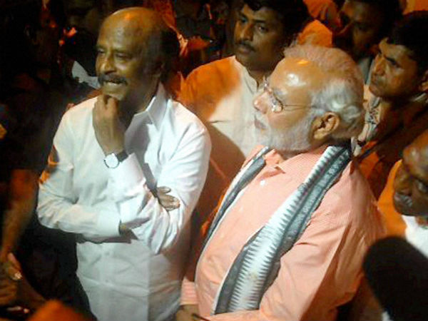 रजनीकांत के साथ नरेंद्र मोदी
