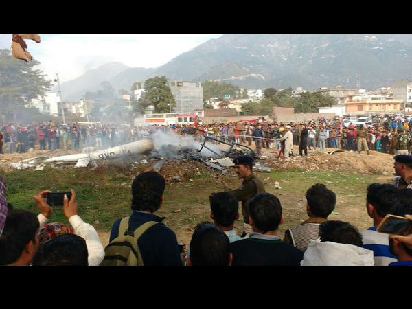 Helicopter ferrying people to Vaishno Devi shrine crashes near Katra; 7 feared dead Helicopter ferrying people to Vaishno Devi shrine crashes near Katra; 7 feared dead
