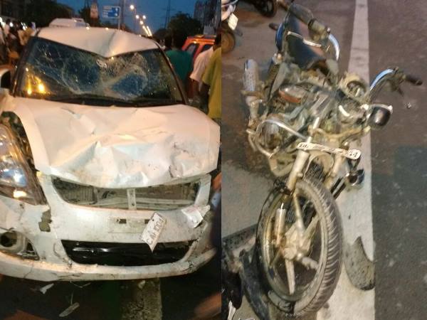 तेज रफ्तार कार की टक्कर से हवा में उछला बाइक सवार, हुई मौत तेज रफ्तार कार की टक्कर से हवा में उछला बाइक सवार, हुई मौत