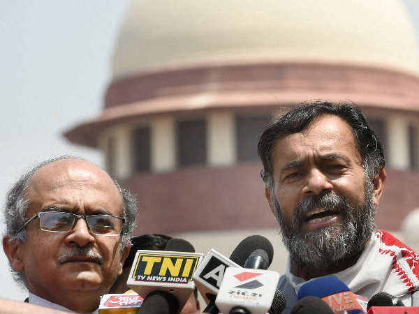 Yogendra Yadav and Prashant Bhushan announce new political party ‘Swaraj India’ Yogendra Yadav and Prashant Bhushan announce new political party ‘Swaraj India’