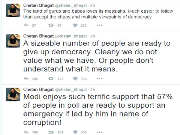 chetan-bhagat-चेतन भगत ने कराया पोल, जवाब मिला नरेंद्र मोदी अगर इमरजेंसी भी लगा दें तो भी हम करेंगे समर्थन chetan-bhagat-चेतन भगत ने कराया पोल, जवाब मिला नरेंद्र मोदी अगर इमरजेंसी भी लगा दें तो भी हम करेंगे समर्थन