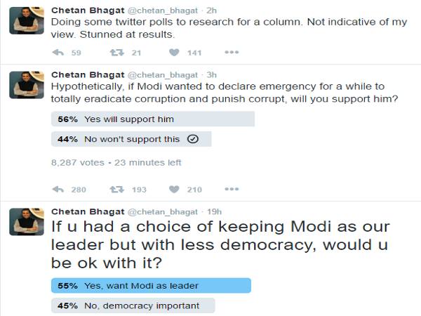 chetan-bhagat-चेतन भगत ने कराया पोल, जवाब मिला नरेंद्र मोदी अगर इमरजेंसी भी लगा दें तो भी हम करेंगे समर्थन chetan-bhagat-चेतन भगत ने कराया पोल, जवाब मिला नरेंद्र मोदी अगर इमरजेंसी भी लगा दें तो भी हम करेंगे समर्थन