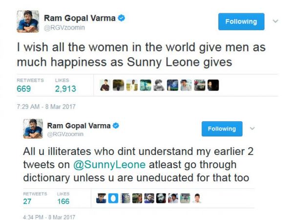 राम गोपाल बोले- 'सनी लियोनी जैसी खुशी दे हर महिला' राम गोपाल बोले- 'सनी लियोनी जैसी खुशी दे हर महिला'