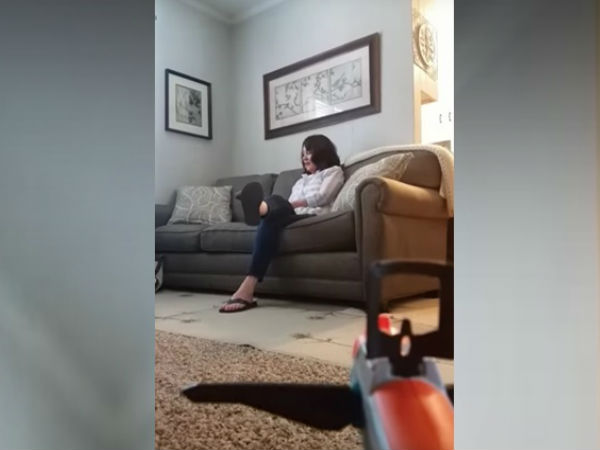 WATCH: Son fires toy gun at his mother, but her reaction is priceless WATCH: Son fires toy gun at his mother, but her reaction is priceless