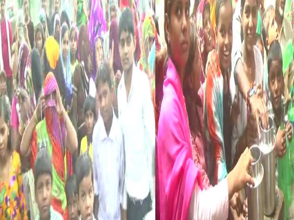Dry well receive water, people shouting Shiv Dry well receive water, people shouting Shiv