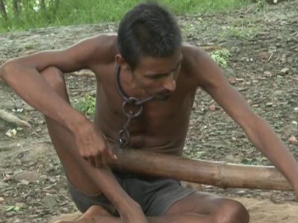 Baba in Amethi, treatment by chain Baba in Amethi, treatment by chain