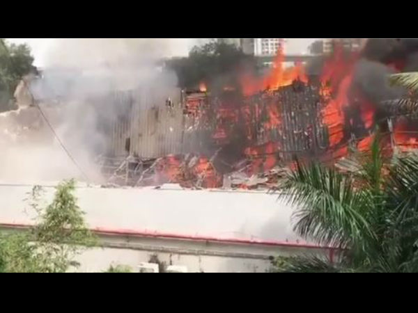 RK Studio fire: Fire confined to electric wiring, electric installation, decoration equipment; 6 fire tenders in operation RK Studio fire: Fire confined to electric wiring, electric installation, decoration equipment; 6 fire tenders in operation