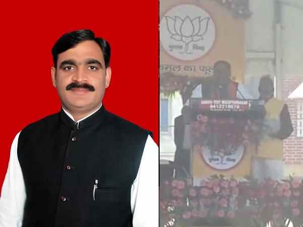BJP MLA threatened voters in CM Yogi rally in Moradabad, Uttar Pradesh. BJP MLA threatened voters in CM Yogi rally in Moradabad, Uttar Pradesh.