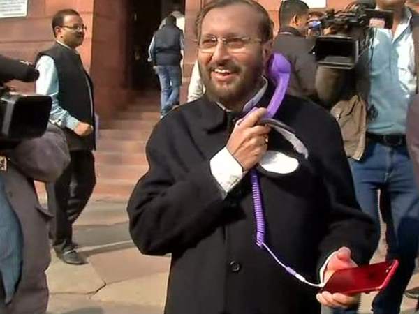 Prakash Javadekar fancy prop to prevent harmful cellphone radiation Prakash Javadekar fancy prop to prevent harmful cellphone radiation