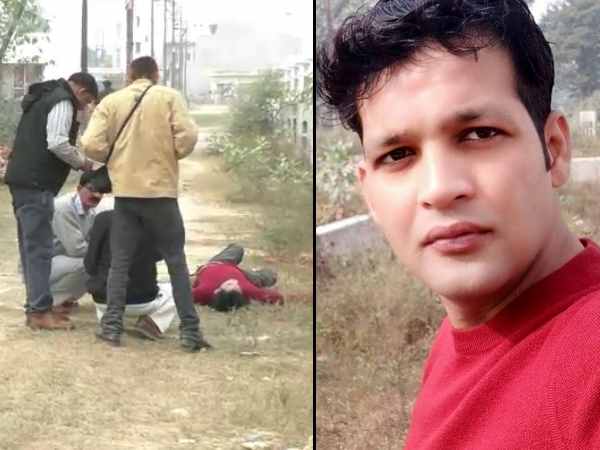 Dead body of policeman found on the road of Moradabad Dead body of policeman found on the road of Moradabad