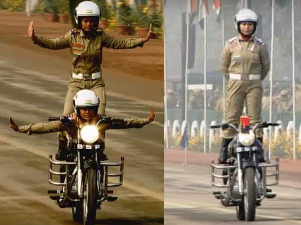 बीएसएफ की 'सीमा भवानी' टीम का शानदार मोटरसाइकल करतब