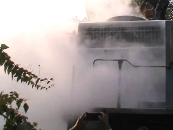 Fire in engine of Patna Kota Express in Kannauj, Uttar Pradesh Fire in engine of Patna Kota Express in Kannauj, Uttar Pradesh