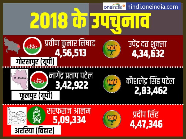 दूसरे चरण में अररिया, गोरखपुर और फूलपुर में हुए उपचुनाव