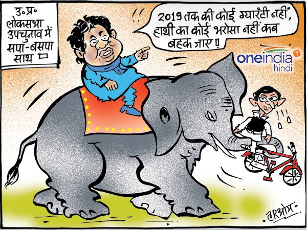 cartoon BSP gives support to SP in UP bypolls cartoon BSP gives support to SP in UP bypolls