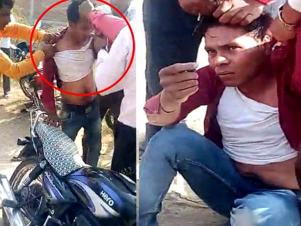 kanpur VIDEO of man who was molested a school girl was beaten very badly kanpur VIDEO of man who was molested a school girl was beaten very badly