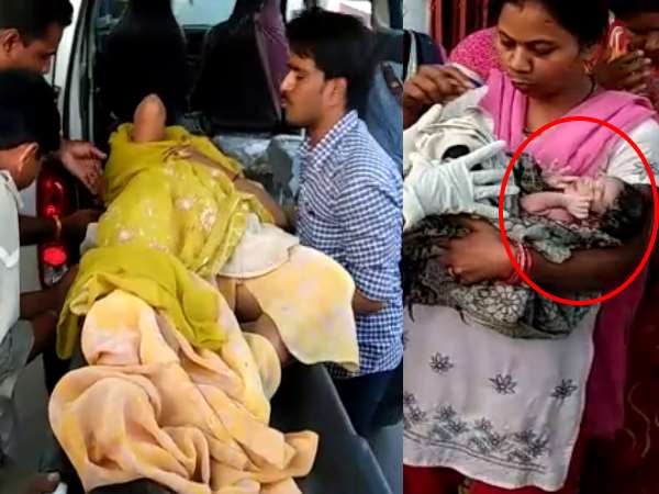 kanpur woman gave birth a child in front of panki police station kanpur woman gave birth a child in front of panki police station
