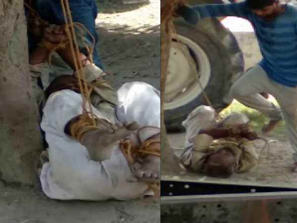 Son beaten his sick father in kushinagar Son beaten his sick father in kushinagar