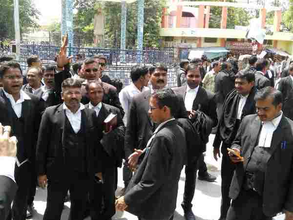 Advocates on strike after Rajesh Shrivastava murder in Allahabad Advocates on strike after Rajesh Shrivastava murder in Allahabad