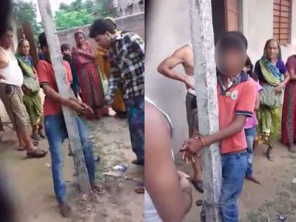 beat the child tied with pillars video viral in katihar beat the child tied with pillars video viral in katihar
